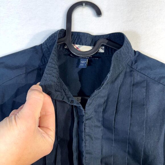 Burberry London Women's Dark Blue Button Up Shirt Made In‎ Italy Size 8 - Picture 4 of 13